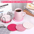thumbnail image 3 of 8 Posavasos Para Bebidas Con Soporte, Posavasos De Algodón Rayas Xtellar Rosa, 3 of 4
