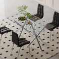 thumbnail image 5 of 63" Rectangular Clear Tempered Glass Dining Table for 4-6 People, Modern Kitchen Table with Two X-Shaped Metal Legs, Dining Table for Kitchen, Living Room, 5 of 7