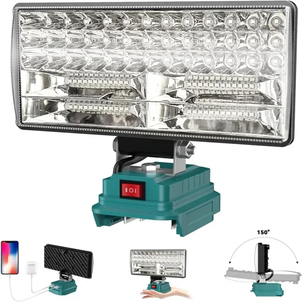 Luz de Trabajo LED Inalámbrica de 8" Linterna LED Portátil para Trabajo Acampar Al Aire Libre 2 Niveles Luz LED Ajustable para Batería Ma*kita
