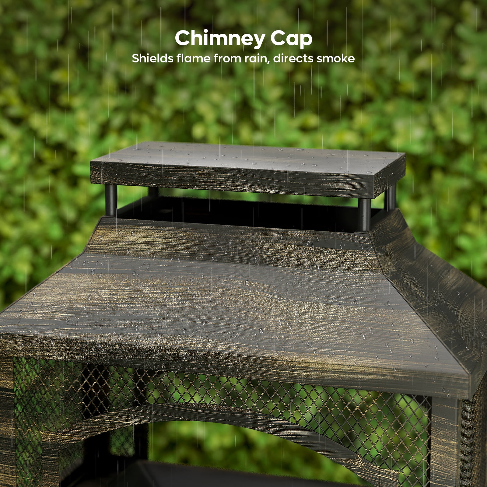 Bestier Fire Pits for Outside Wood Burning, Outdoor Fireplace with Log Storage Rack, Freestanding Chiminea Fireplace with Mesh Screen and Pocker for Backyard Patio Party Camping Picnic, 37"