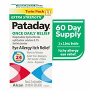 Pataday Once Daily Extra Strength Eye Allergy Itch Relief Drops, 2.5 ml, Twin Pack