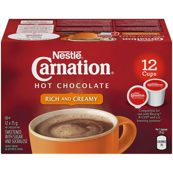 NESTLÉ® Rich and Creamy CARNATION® Hot Chocolate, 12 Capsules (12 x 15 g), 12 x 15 G