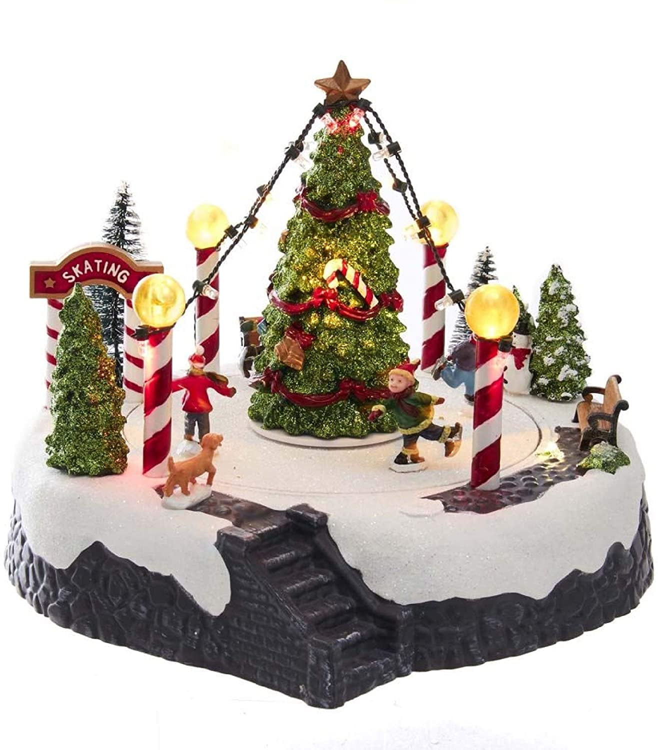 Kurt Adler 13" Battery-Operated Light Up Christmas Tree With Water Tablepiece 