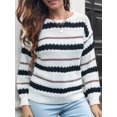 thumbnail image 3 of Suéter de mujer con cuello redondo y empalme de colores, jerséis casuales, 3 of 8