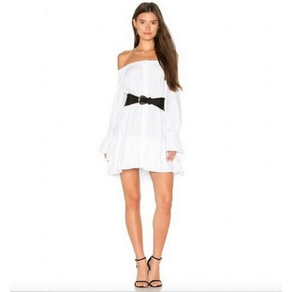 BCBGMaxAzria “AIYANA” Off-the -shoulder Dress in white size S