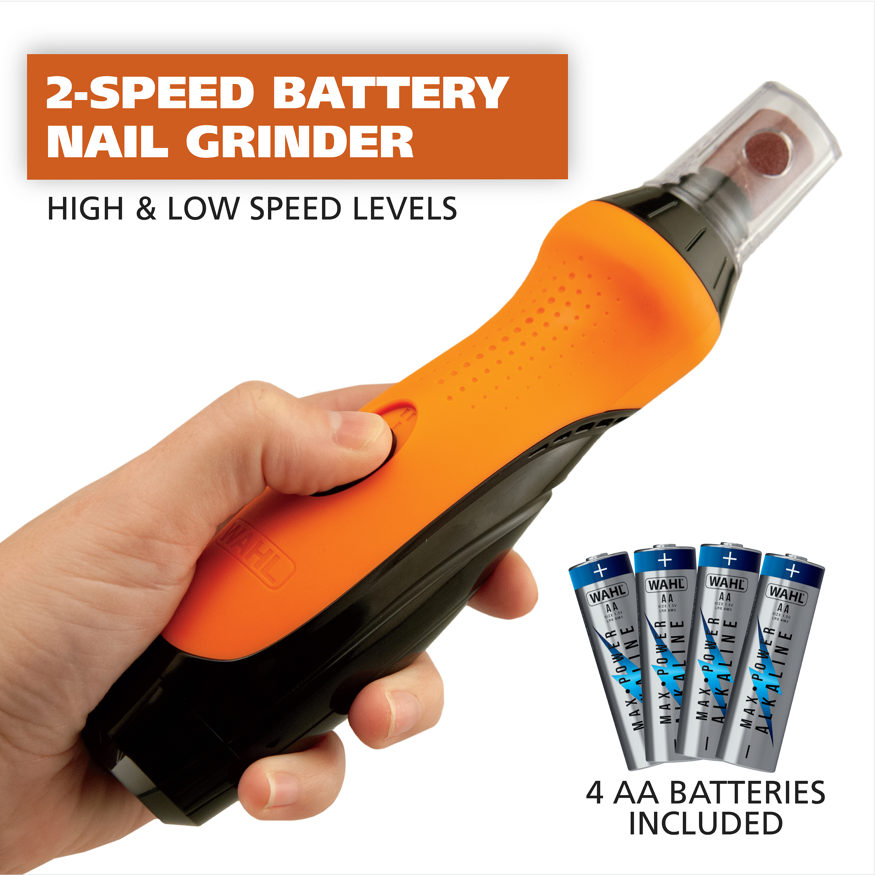 Wahl 2-Speed Battery Pet Nail Grinder, Orange/Black photo 3