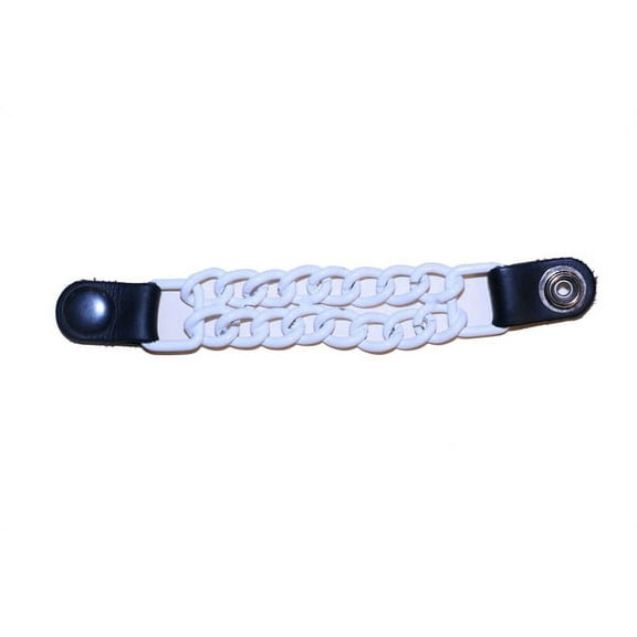 Daniel Smart Motorcycle Vest Extender - Plain Silver Double Chain with Powder Coated White Design with Snap Buttons