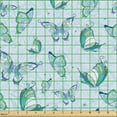 thumbnail image 2 of Ambesonne Jungle Boho Fabric by the Yard Upholstery, Exotic Moth Pattern Art, 5 Yards, Pale Azure Blue Teal, 2 of 5