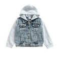thumbnail image 4 of Gupgi Toddler Autumn Denim Jacket Splicing Hooded Long Sleeve Button-Open Coat, 4 of 7