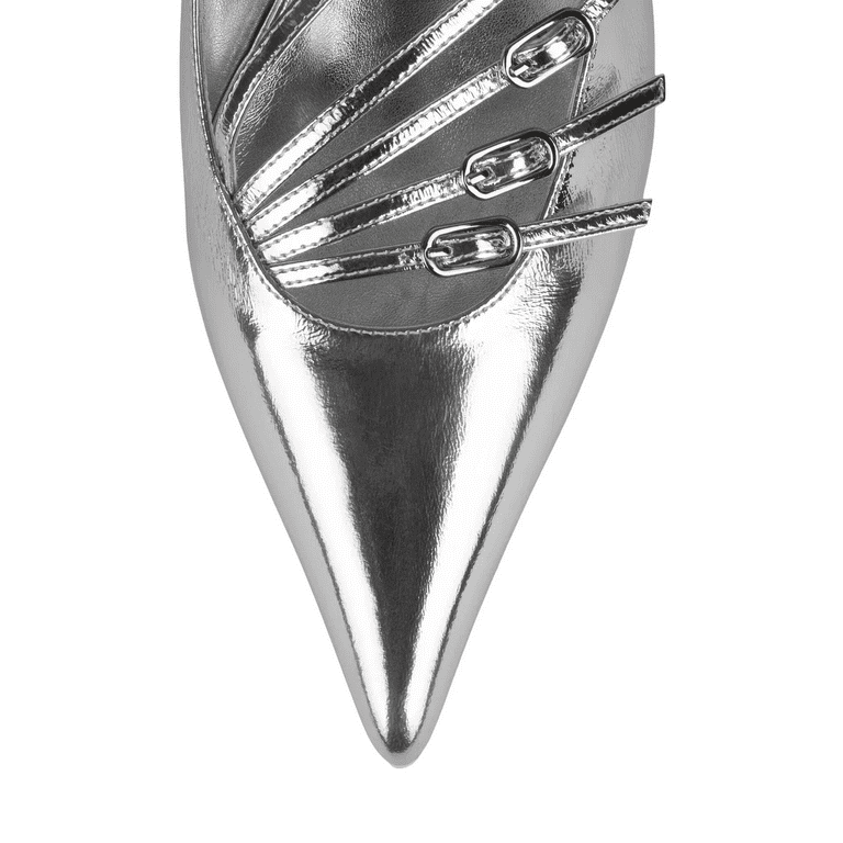 JEFFREY CAMPBELL LASH-2 Mules Silver - Walmart.com