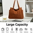 thumbnail image 6 of Corduroy Shoulder Bag for Women, Large Capacity Tote Bag, Casual Handbag Shopping Work Bag for Shopping Work Travel, 6 of 6
