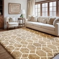 thumbnail image 6 of Pentantan 8ft x 10ft Shag Area Rugs for Living Room, Modern Geometric Fluffy Bedroom Carpet, Camel & White, 6 of 7