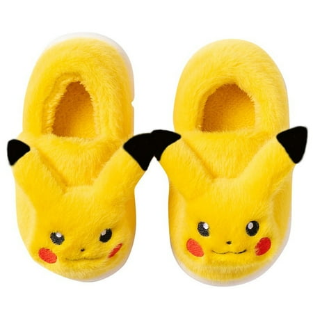 

Pokemon Plush Slippers Non-Slip Soft Cozy Cartoon Pikachu Winter Slip On Shoes for Womens 7-8