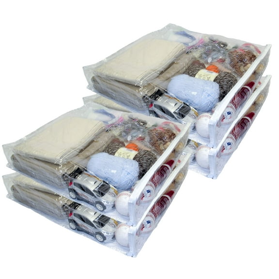4-Pack Heavy Duty Vinyl Zippered Closet Square Storage Bags (Clear) for Sweaters, Blankets, Comforters, Toys and Much More! (23" x 23" x 4") 9.2 Gallon