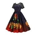 thumbnail image 3 of YAGHYAGH Women Halloween Vintage Midi Swing Dress Pumpkin Print Swing Party Fancy Dresses, 3 of 3
