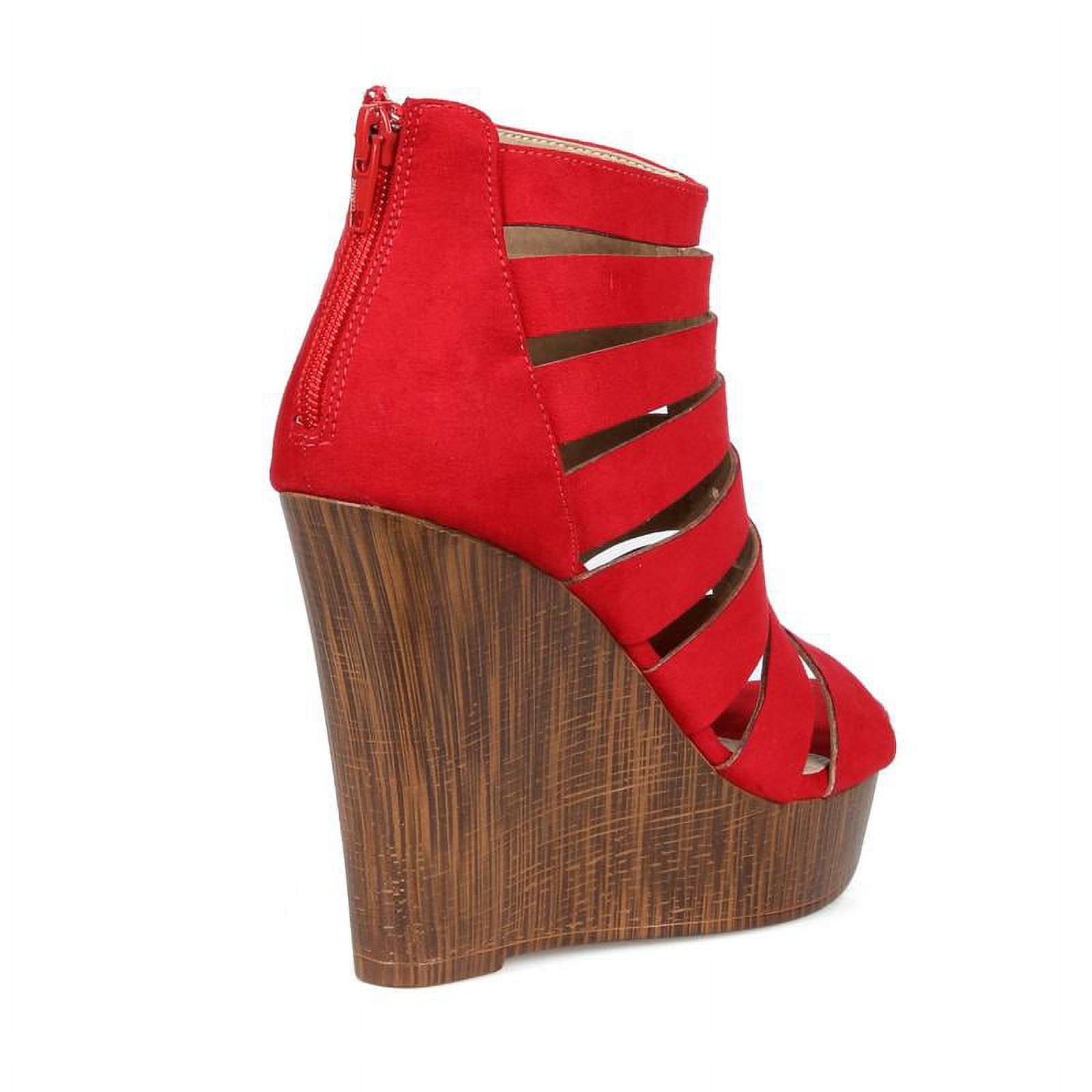 Mark And Maddux Women's Strappy Wood Effect Wedge Booties