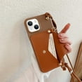 thumbnail image 3 of Compatible with iPhone 14 Case with Wallet Card Holder Crossbody Neck Strap Lanyard Handbag Fashion Luxury Protection Shockproof Cover for Women Girls Brown, 3 of 5