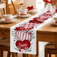 thumbnail image 5 of Love Heart Valentines Table Runner - 60 Inch Long Eucalyptus Botanical Red Pink Cotton and Linen Blended Dress Scarves Farmhouse Table Runner for Kitchen Dining, Coffee Table, 13" x 60", 5 of 8