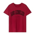 thumbnail image 1 of Camiseta para mujer verano casual cuello redondo camisa para vacaciones compras mochilero Rojo, 1 of 7