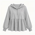 thumbnail image 6 of Xdegoge Womens Half Zip Hoodie Long Sleeve Peplum Sweatshirts Babydoll Ruffle Hem Casual Fall Tops Lightweight Loose Fit Pullover, 6 of 6