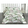 thumbnail image 2 of Ambesonne Vintage Quilted Coverlet 3 Pcs, Romantic Branches Flowers, King Size, Mauve and Fern Green, 2 of 4
