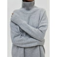 thumbnail image 6 of Women'S High Neck Sweaters Loose Fit Fall Winter Pullover Jumper Tops Silver Grey S, 6 of 7