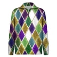 thumbnail image 7 of LNZGNM Men's Mardi Gras Shirt 1/4 Zip Big and Tall Printed Sweatshirts Stand-Up Collar Long Sleeve Tops Stylish Carnival Outfits,Purple Pink 5XL, 7 of 7