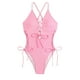 thumbnail image 1 of Trajes de baño de una pieza para mujer, bikinis sin espalda con tirantes ajustables a la moda de color sólido para mujer, traje de baño para mujer, 1 of 5