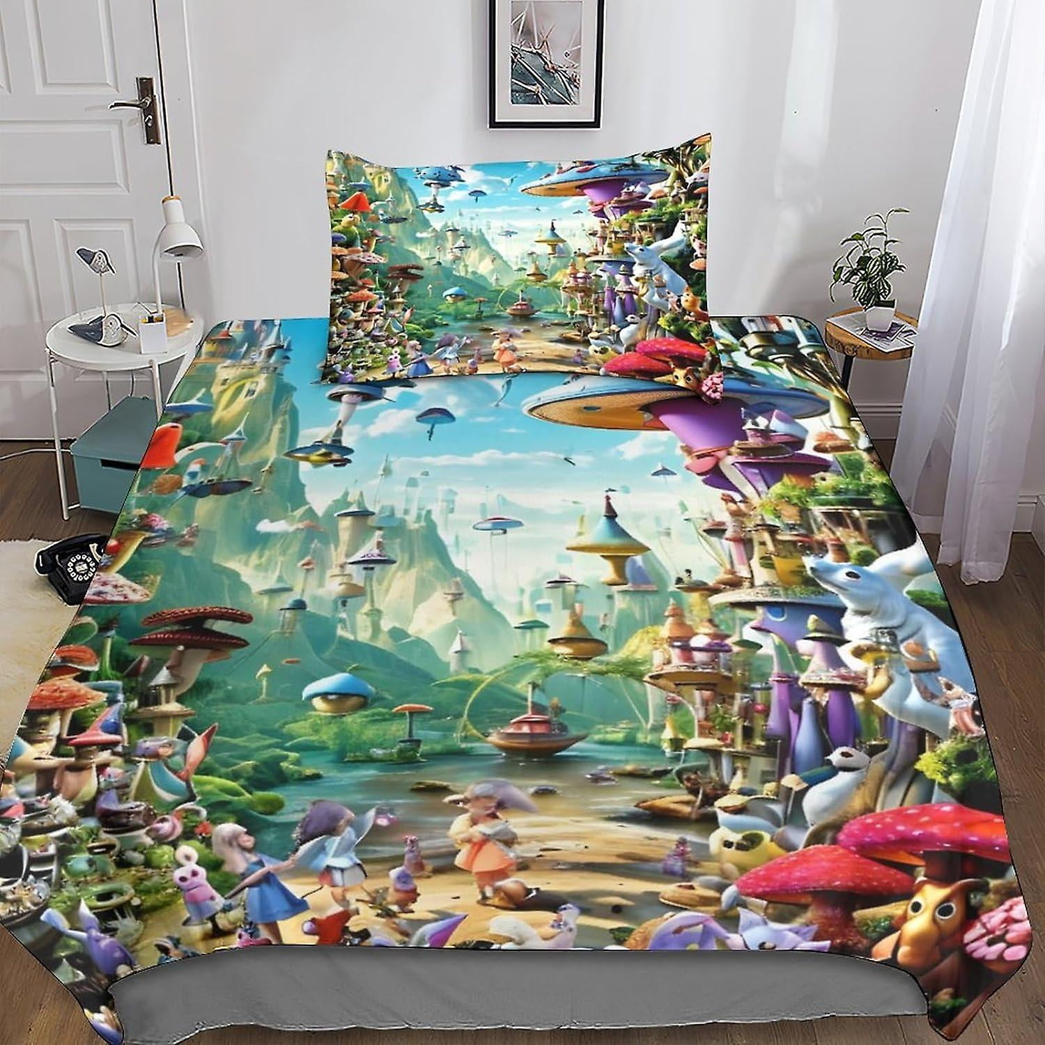 Fantasy Mushroom Teen Adult Duvet Cover With Pillowcase 2 Piece Ai Microfiber Bedding Set With Zipper Closure 3d Adults Kids Girls Single Walmart