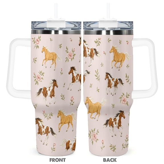 Horse Lover 40oz Travel Tumbler Cup With Handle Gift For Women
