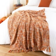 Orange Throw Blanket for Couch,Decorative Fall Blanket,Halloween Throws for Home Decor,50x60