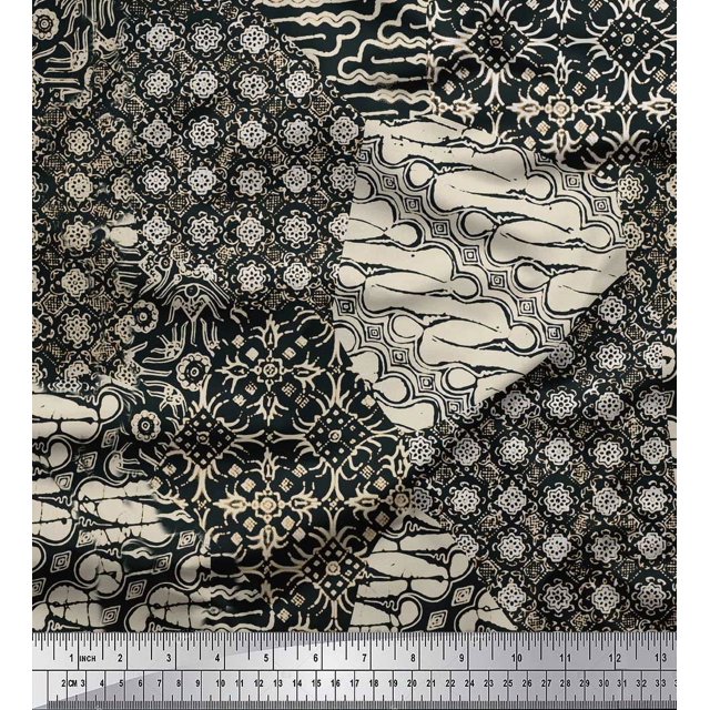 Soimoi Tissu Satin Modal Damassé Patchwork Tissu de Décoration Imprimé au Mètre 42 Pouces de Large