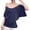 a-Navy33886, variant on Women's T-Shirt Solid Color Off Shoulder Dolman Half Sleeve Tees Asymmetric Neckline Ruched Waist Stretch Knit Blouse For Daily Party Wear Cozy Top