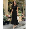 thumbnail image 3 of MEROKEETY Womens 2026 Spring Summer Sleeveless Fringe A Line Pleated Midi Dress Business Casual Work Wedding Guest Flowy Dress Black L, 3 of 4