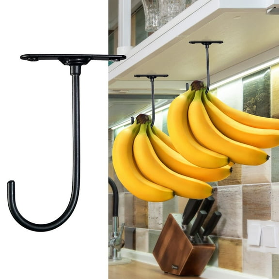 LAMIRO Banana Hook Under Cabinet Metal Banana Hanger Under Cabinet Hook