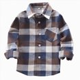 thumbnail image 4 of YIWULA Baby Boys Plaid Shirt Toddler Flannel Button Down Jacket Long Sleeve Outfits Infant School Uniform Shirts Cotton Shacket Coat(12-18 Months,Grey), 4 of 4