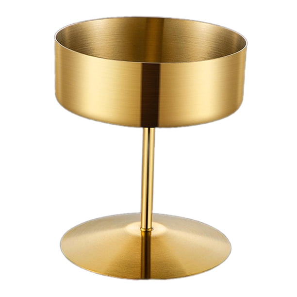 Vaso de postre de acero inoxidable con base alta para helado, de metal, reutilizable, para refrigerios y dulces. Oro 200ML