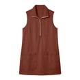 thumbnail image 5 of QUNYINEY A Line Everyday Dresses for Women Mini Casual Summer Sleeveless Shirt Dress with Pockets Loose Fit Collared Quarter Zip Solid Dresses, 5 of 5