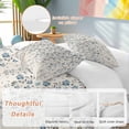 thumbnail image 2 of 3 Piece Weeping Flowers Duvet Cover Set California King,Microfiber Comforter/Quilt Cover with Corner Ties and 2 Pillowcases,Blue Grey Spring Floral Botanical Rustic Burlap Bedding with Zipper Closure, 2 of 8