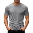 thumbnail image 3 of IhhxPro Men's Short Sleeve Stretch Tee Solid Color T-Shirt Breathable Casual Summer Shirt Lightweight Athletic Fit Travel Workout Gym S-2XL, 3 of 9