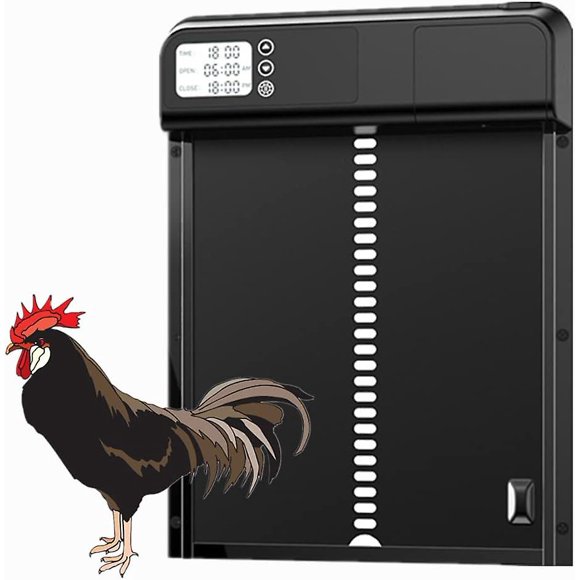 New Automatic Chicken Coop Door,3.0 Smart Metal Chicken coop Door,Metal Animal Door with Timer,Suitable for Chickens, Ducks, Pigeons, etc(Black)