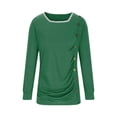thumbnail image 4 of WREESH Womens Fashion Dressy Tunic Tops Square-Neck Side Button Loose Solid Color Long Sleeved Shirt Top Neck Loose Casual Side Button Long Sleeved T-Shirt Pullover Green, 4 of 5