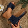 thumbnail image 6 of Slippers for Women,Stylish Opentoe Wedges With Leather Top And Flower Slippers Are Comfortable Shoes With Temperament,Womens Slippers,Navy,6, 6 of 9
