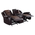 thumbnail image 3 of Istro 76 Inch Dual Manual Recliner Loveseat- Console- Brown Faux Leather, 3 of 7