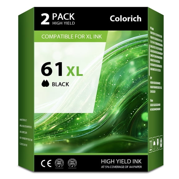 61XL Black Ink Cartridges Compatible for HP 61 Black Ink Work for Envy 4500 5530 4502 Officejet 4630 4635 Deskjet 1000 1010 1512 Printer (2 Pack)