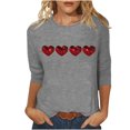 thumbnail image 1 of Plebaso Chemises à Manches 3/4 pour Femmes Mignonnes avec Cœur Hauts Amples Décontractés Blouses à Col Rond T-Shirts Imprimés, 1 of 4