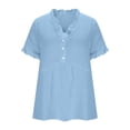 thumbnail image 6 of Admvng Tops for Women Solid Color Soft V Neck Short Sleeve Leisure Blouses, 6 of 8