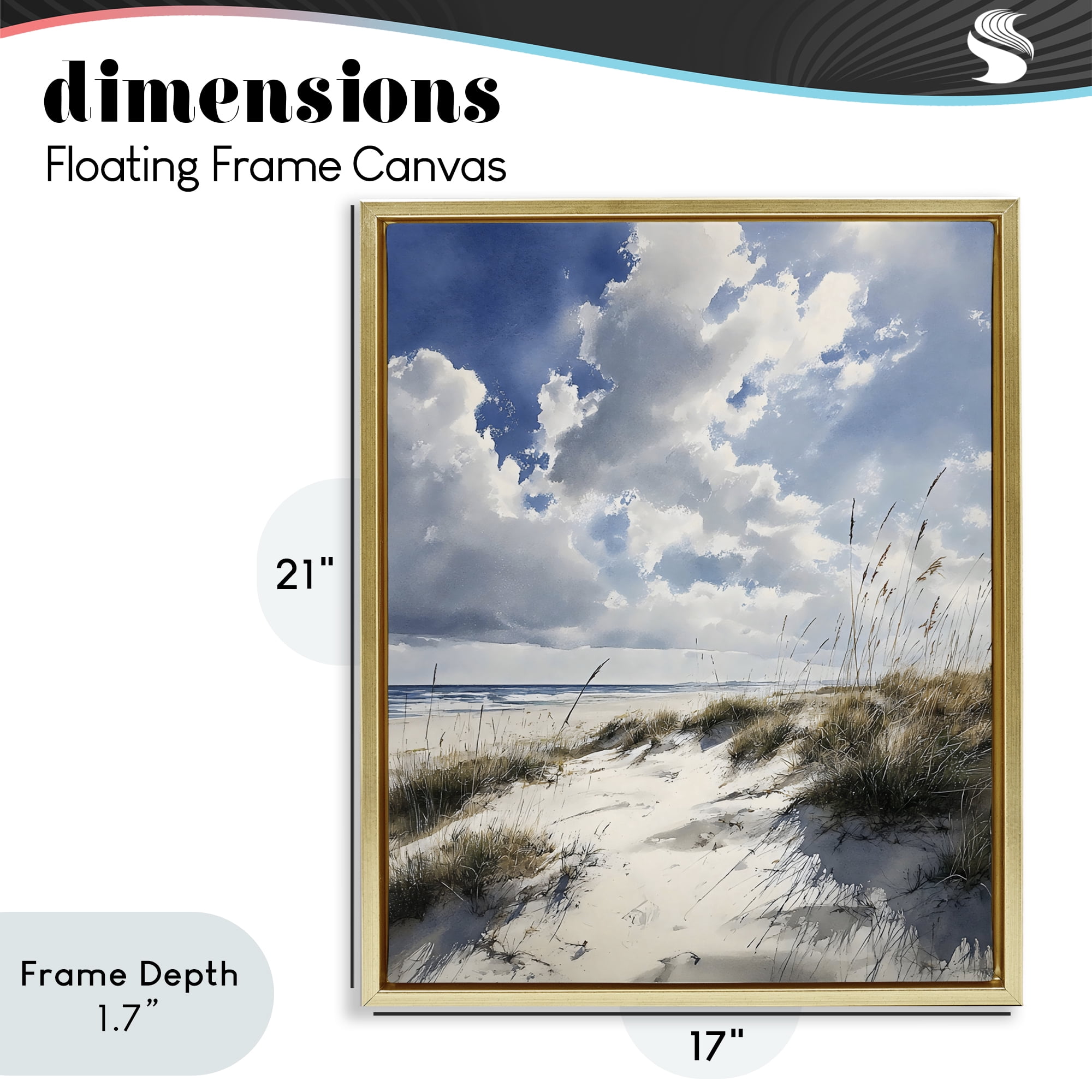 Stupell Industries Midday Sunny Beach Dunes Gold Framed Floater Canvas Wall Art, design by Franklyn Gregory