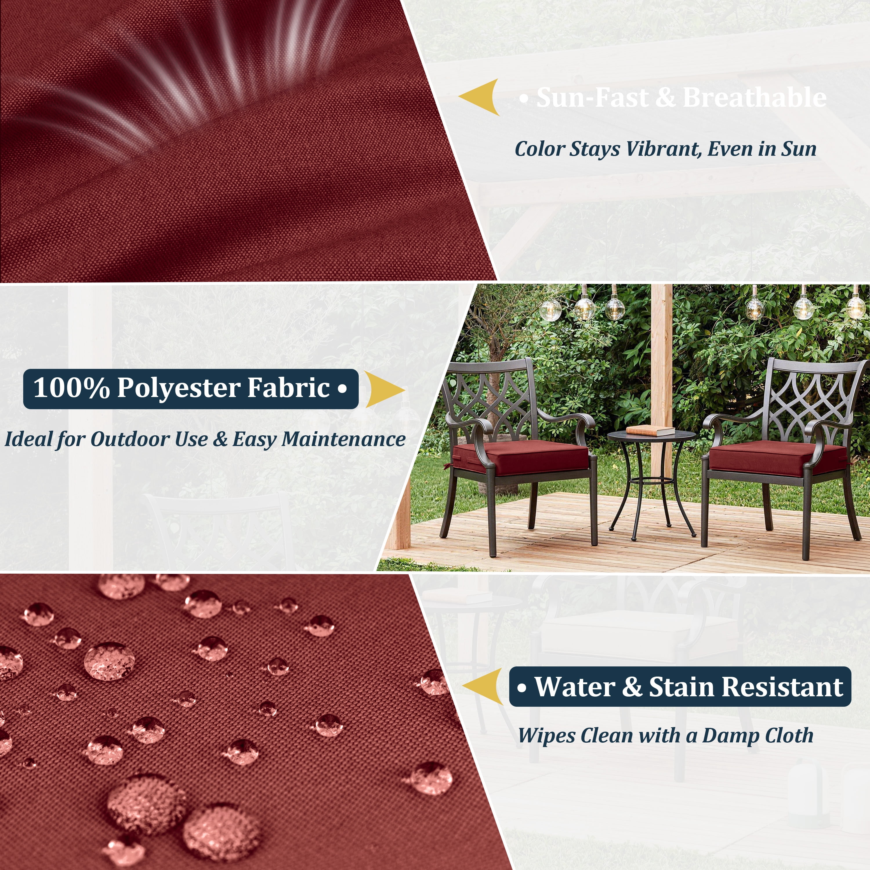 Kimunuk 6Pcs Outdoor Chair Cushions Slipcovers, 22" x 22" Burgundy Replacement Waterproof Non-Slip Patio Seat Cushion Covers with Handle, Covers Only