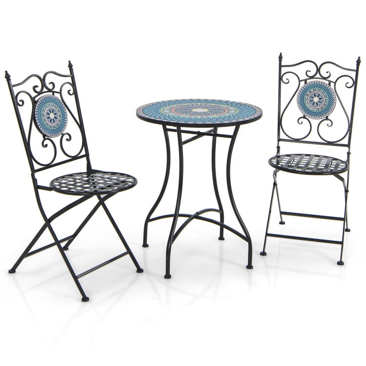 Aimee Lii 3 Piece Patio Bistro Set with Mosaic Pattern, Outdoor Patio Furniture Set Aimee Lii 3 Piece Patio Bistro Set with Mosaic Pattern, Outdoor Patio Furniture Set